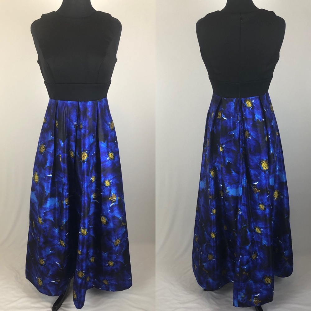 Sangria Floral Print Evening Gown